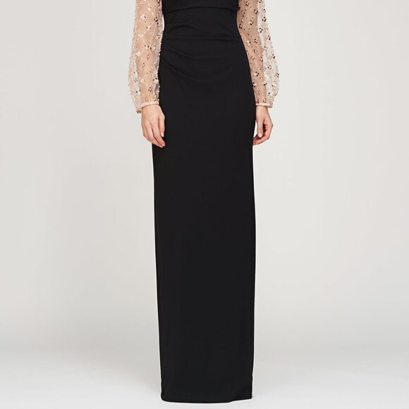 JS Collections Black Gold Risha Metallic Floral Applique Gown - Picture 2 of 6